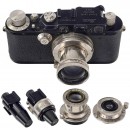 Leica III Camera with 3 Nickel-Plated Lenses, c. 1934