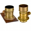 2 Dubroni Petzval-Type 3/12 cm Brass-Bound Lenses, c. 1865
