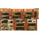 Large Collection of 1:78 Scale Roco Minitanks Military Vehicles 