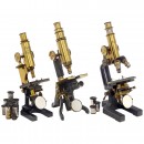 3 Brass Compound Microscopes