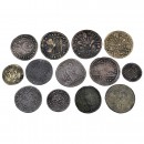 13 Embossed Copper Counter Tokens, c. 1650