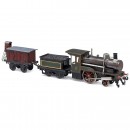 Bing Gauge I Live Steam Locomotive and Goods Wagon, c. 1915