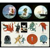 3张英国彩灯片：出航的船及有趣的明信片