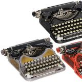 3台颜色各异的Smith Corona Mod. 4 打字机（红色，淡紫色和黑色）
