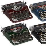 4个颜色不同的Rheinmetall Portable 打字机（红，蓝，绿，黑），1931年