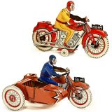 2 French Tin Toy Motorcycles by SFA, Paris, c. 1938