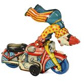 Acrobatic Clown on Motorbike by Mettoy, c. 1950