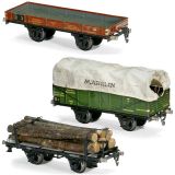 3 Märklin Gauge I Lithographed Tin Freight Wagons, c. 1930