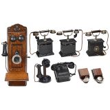 6 Old Telephones with Accessories