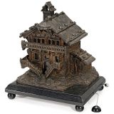 Musical Bronze-Patinated Chalet, mid 20th Century