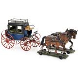 Toy Coach with 2 Carthorses, c. 1900