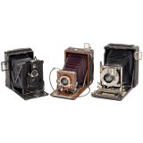 3 Rare Folding Plate Cameras (9 x 12 cm)