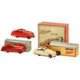 2 Schuco Cars and 1 Garage, c. 1955