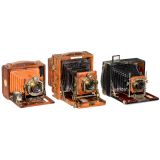 3 Small Folding Plate Cameras