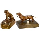 2 Electric Table Bells Depicting Dogs, c. 1910