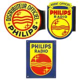 3 Philips Enamel Advertising Signs, c. 1950