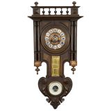 French Wall Clock with Barometer, c. 1880
