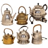 6 Art-Deco Kettles and Teapots, 1920s
