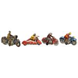 4 Tin Toy Motorcycles, c. 1960