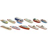 11 Tinplate Toy Boats, c. 1960