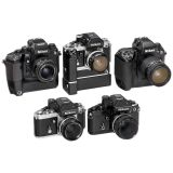 3 x Nikon F2 Photomic, Nikon F4, Nikon F5 and 5 x Nikkor