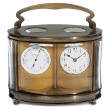 French Desk Timepiece with Aneroid Barometer, c. 1890