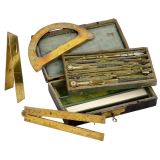 French Architectural Set of Brass Drafting Instruments, c. 1775