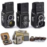Rolleiflex T and 2 other Rolleiflex Cameras with Accessories