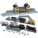 Bing Train Set with Station Building and further Accessories, c.