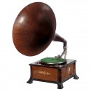 Gramophone with Large Mahogany Horn, c. 1918