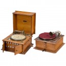 2 French Gramophones for Vertically-Cut Discs