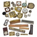 Collection of Survey and Artillery Compasses and Spirit Levels, 