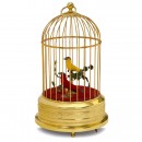 Gold-plated Bird Cage with 2 Singing Birds, c. 1995