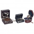 3 Portable Gramophones, c. 1930