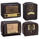 4 Radio Receivers with Bakelite Cases