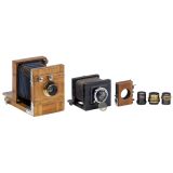 2 Field Cameras in 9 x 12 and 6.5 x 9 cm, c. 1920