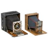 2 Unusual Folding Cameras for 9 x 12 cm, c. 1900