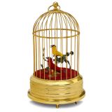 Gold-plated Bird Cage with 2 Singing Birds, c. 1995