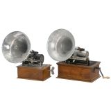 2 Pathé Cylinder Phonographs, c. 1905
